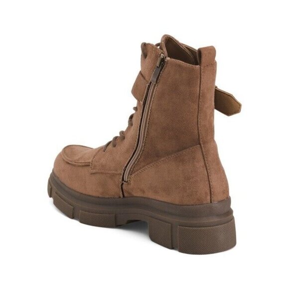 INNOVATION Leather Laced Up Booties. Taupe. Size 6 - Picture 3 of 7